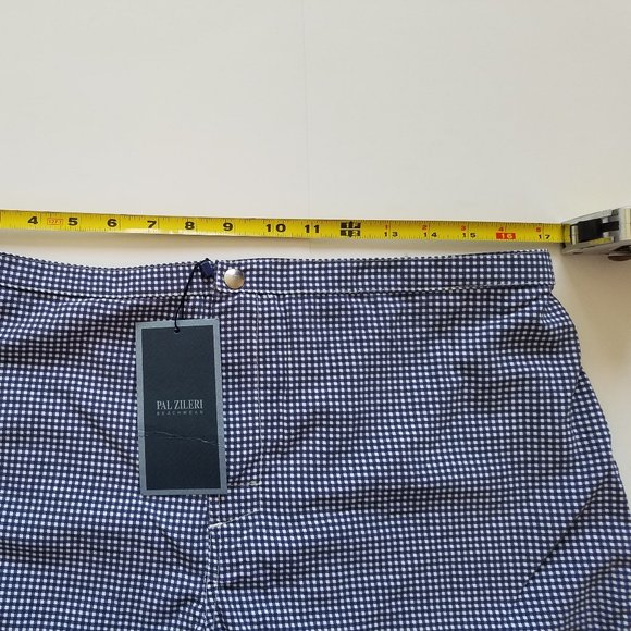 NWT Men's Pal Zileri Blue Checked Swim Trunks Swim Shorts Swimwear Size 54 - Picture 8 of 10